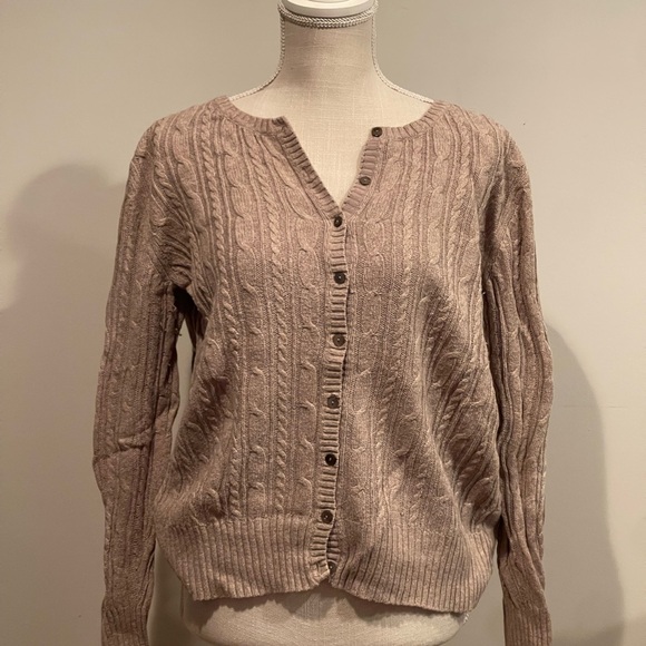 Old Navy - Cable Knit Button-Up Sweater - Beige - Picture 2 of 7